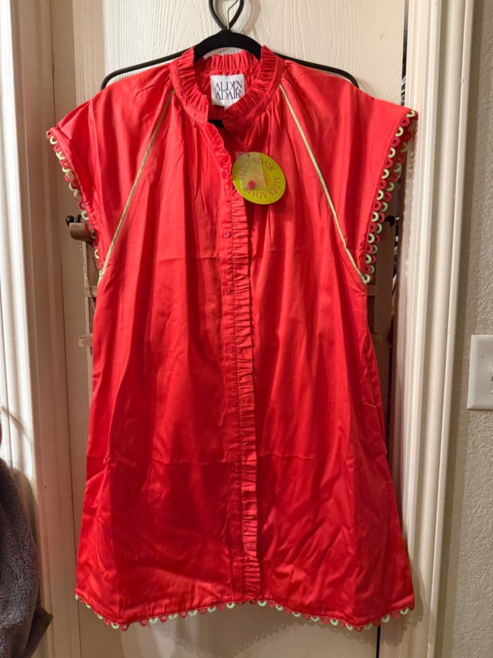 Alden Red Midi Dress with Trim